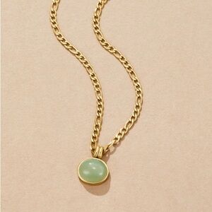 NWT Gold Necklace with Jade Oval Pendant